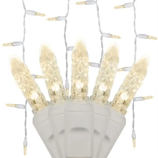 70 Warm White M5 LED Icicle Light Set with White Wire {1}