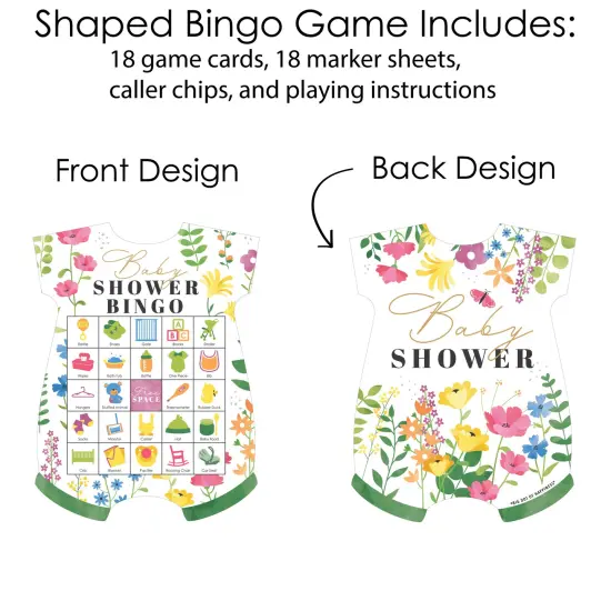 Big Dot of Happiness Wildflowers Baby - Picture Bingo Cards and Markers - Boho Floral Baby Shower Shaped Bingo Game - Set of 18 {4}