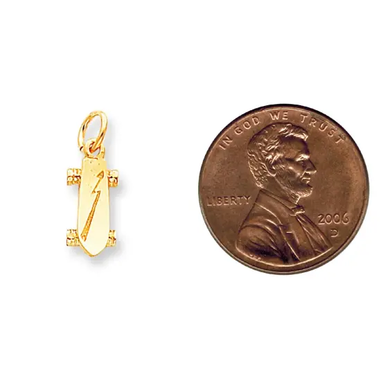 10K Yellow Gold 3D Skateboard Charm Skating Sports Jewerly 20mm x 8mm {2}