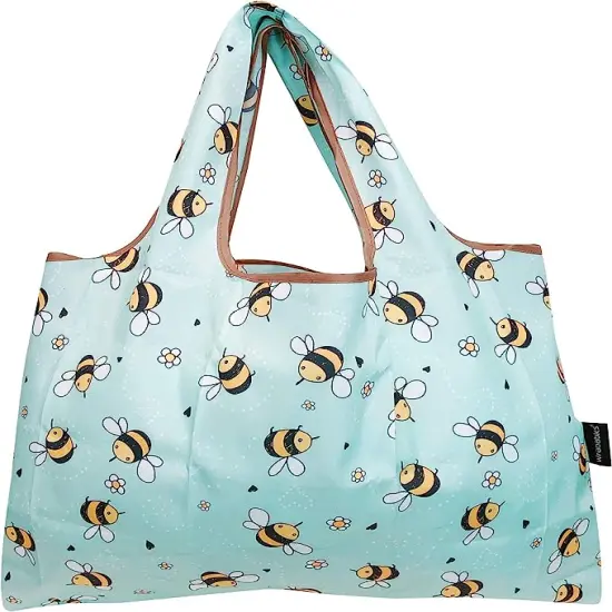 Wrapables Large Foldable Tote Nylon Reusable Grocery Bag, 3 Pack Spring Garden {2}