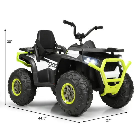 12 V Kids Electric Four Wheeler with 2 Powerful Drive Motors and Wear-Resistant Wheels Lights-White {5}