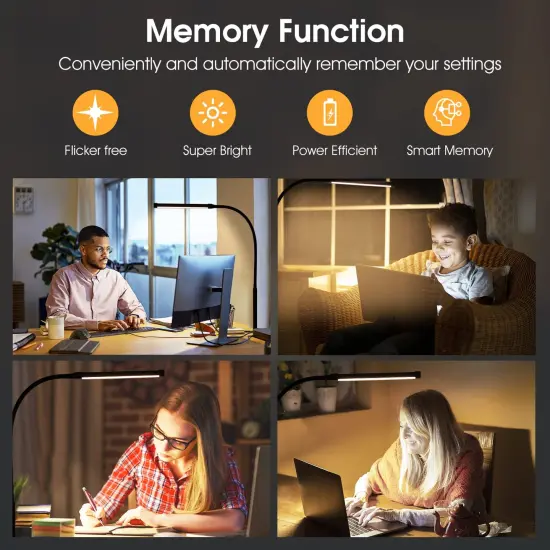 LED Desk lamp with Clamp, Eye-Caring Clip on Lights for Home Office, 3 Modes 10 Brightness, Long Flexible Gooseneck,Metal, Swing Arm Architect Task Table Lamps with USB Adapter, Black {3}