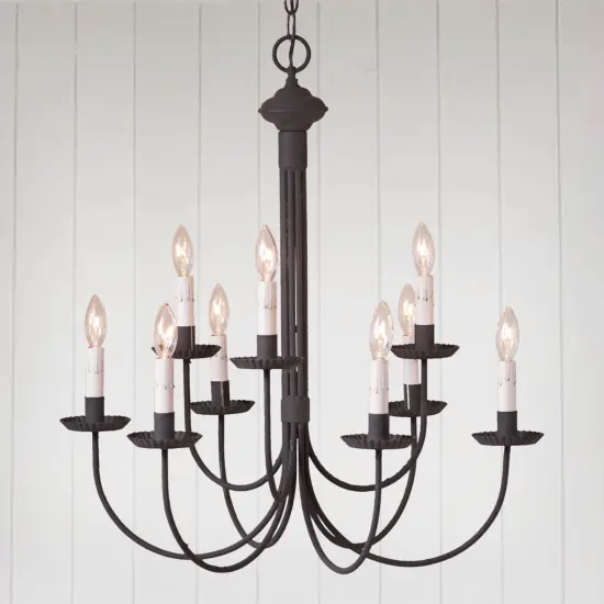 Irvin's Country Tinware 9-Arm Grandview Chandelier with Gray Sleeves {3}