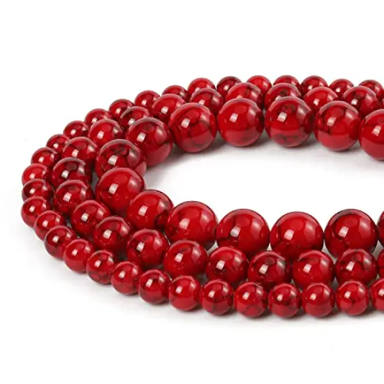 60 Pieces 6mm Natural Stone Beads Red Turquoise Beads Energy Crystal Healing Power Gemstone for Jewelry Making, DIY Bracelet Necklace {1}