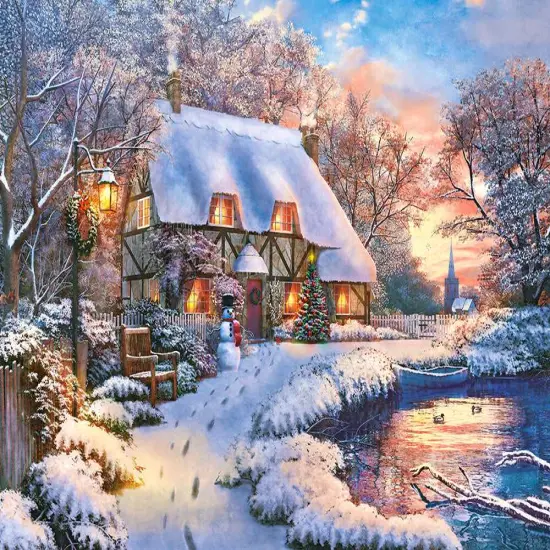 500 Piece Jigsaw Puzzle, Winter Cottage, Charming Nook, Countryside, Winter puzzle, Adult Puzzles, Castorland B-53278 {2}