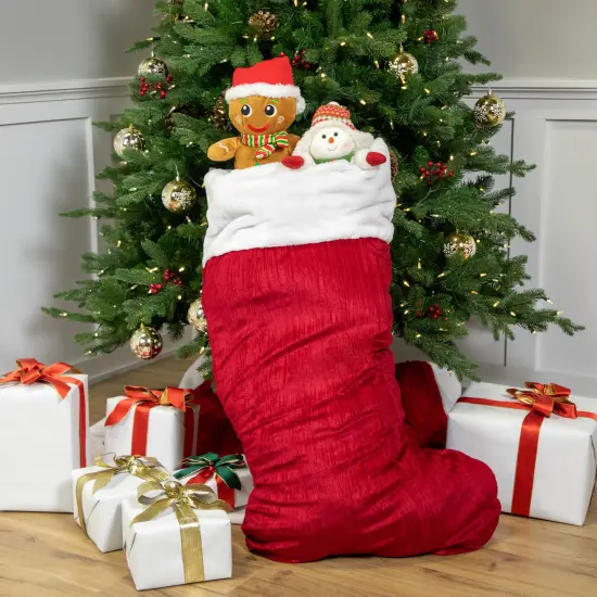 Northlight 50" Red and White Jumbo Velveteen Christmas Stocking {4}