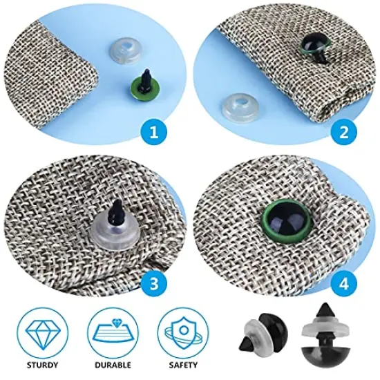 600PCS Plastic Safety Eyes and Noses,6mm-14mm Colorful Crochet Toy Eyes and Noses with Washers for Amigurumi Craft Doll Puppet Plush Animal and Teddy Bear {5}