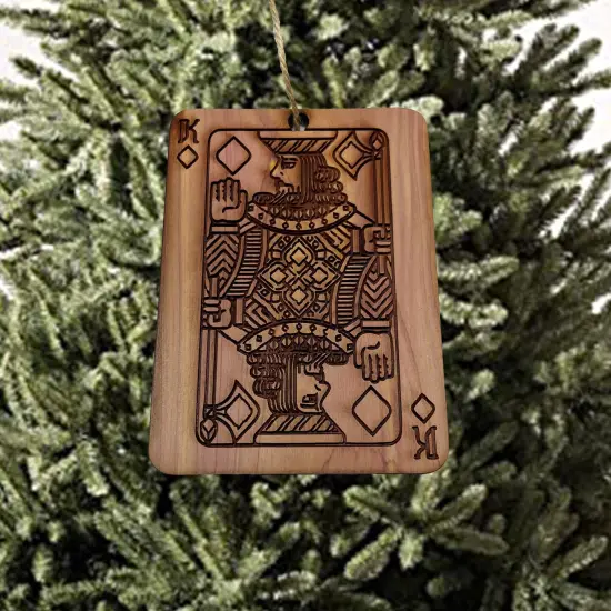 King of Diamonds Card - Cedar Ornament {4}