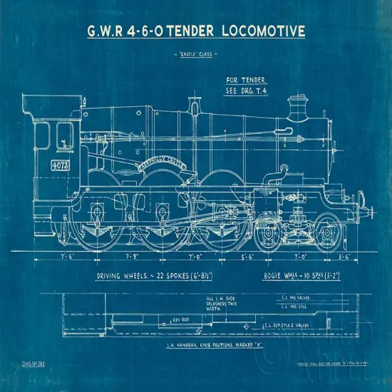 Locomotive Blueprint I Poster Print by Wild Apple Portfolio Wild Apple Portfolio - Item # VARPDX53885 {1}