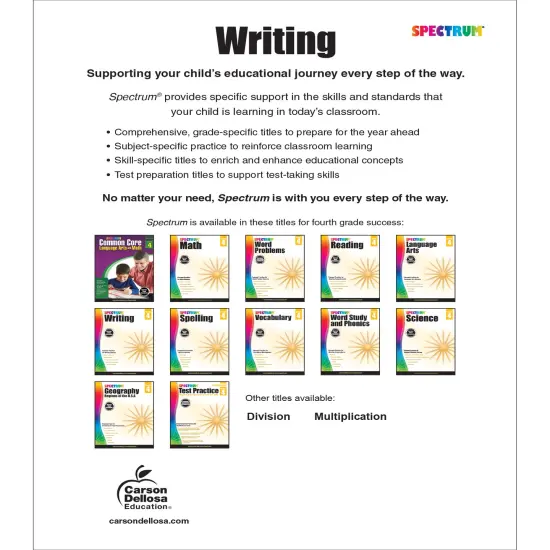 Spectrum Writing 4th Grade Workbooks, Learn to Write a Story, to Inform, an Opinion, Handwriting Practice for Kids 8-10, Classroom or Homeschool Curriculum {2}