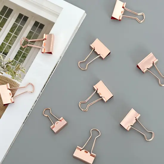 Wrapables Rose Gold Binder Clips for Office, Paper Clamps, Paper Clips Small {9}
