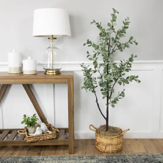 Northlight Real Touch&trade; Artificial Eucalyptus Tree in Black Pot 53" Green {3}