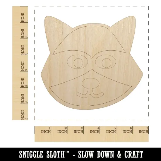 Racoon Face Doodle Unfinished Wood Shape Piece Cutout for DIY Craft Projects {1}