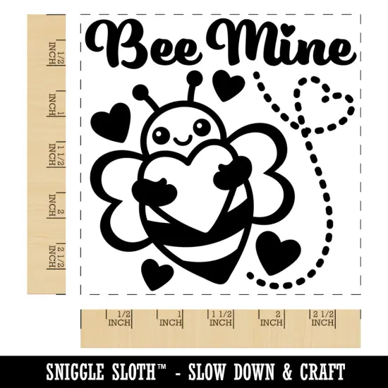 Bee Be Mine Love Hugging Heart Valentine's Day Square Rubber Stamp for Stamping Crafting {1}