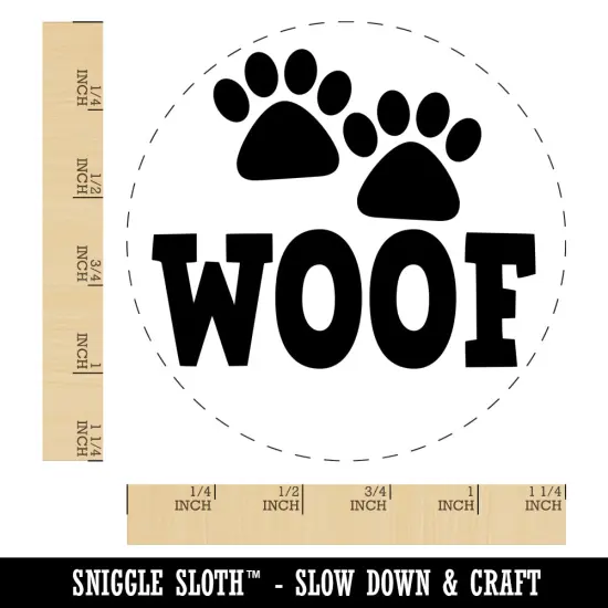 Woof Dog Paw Prints Fun Text Rubber Stamp for Stamping Crafting Planners {1}