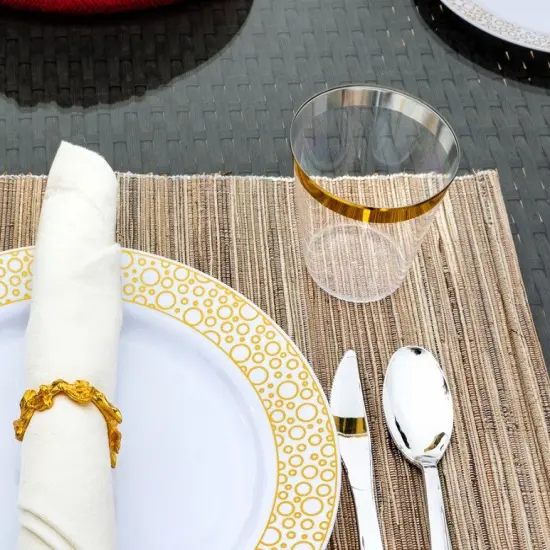 110 Pack 9 oz Gold 1 Line Clear Plastic Disposable Cups {6}