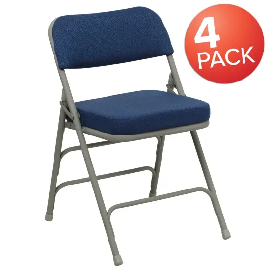 Emma and Oliver 4 Pack Home & Office 18.5"W Party Events Padded Metal Folding Chair NavyFabric/GrayFrame {5}