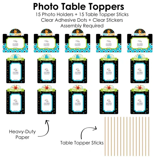 Big Dot of Happiness Monster Bash - Little Monster Birthday Party Picture Centerpiece Sticks - Photo Table Toppers - 15 Pieces {6}