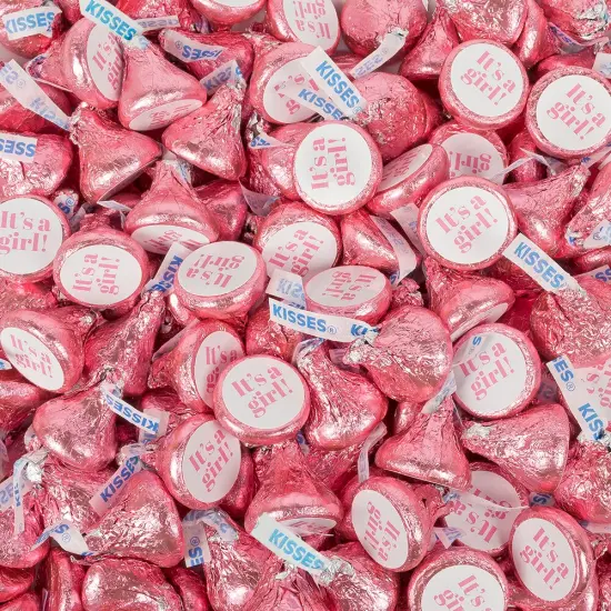 324ct Pink It's a Girl Baby Shower Stickers for Hershey's Kisses, DIY Party Favors by Just Candy (324 Stickers) - Candy Not Included {2}