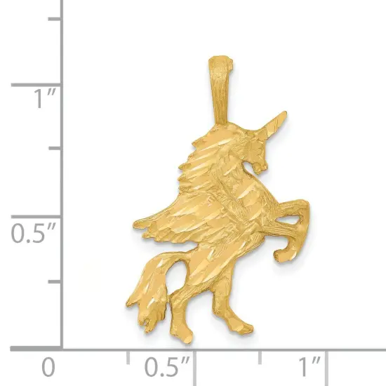 14K Yellow Gold Unicorn Charm Pendant FindingKing Jewerly 28mm x 19mm {3}
