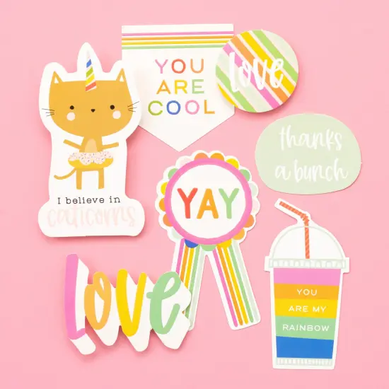 Live Life Happy Ephemera Cardstock Die-Cuts 40/Pkg-Phrase W/Foil Accents {4}