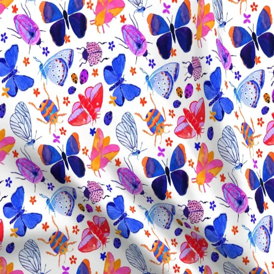 Various Fabrics by the Yard or Fat Quarter Modern Butterfly Butterflies Whimsical Insects Bugs Purple Blue Pink Watercolor Modern Custom Printed Fabric by Spoonflower {5}