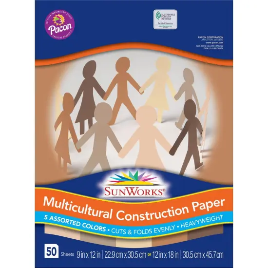 Shades of Me Construction Paper, 5 Assorted Skin Tone Colors, 9" x 12", 50 Sheets Per Pack, 5 Packs {4}