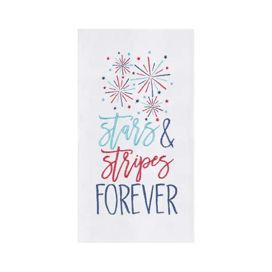 Stars & Stripes Forever 4th of July Fireworks Cotton Flour Sack Kitchen Towel Patriotic Dishtowel Decoration {1}