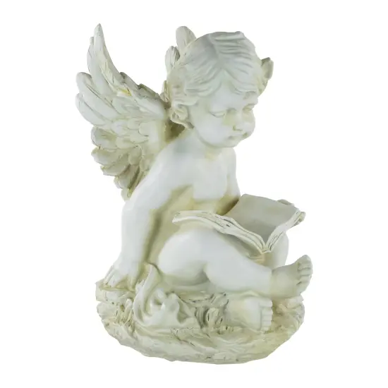Northlight 11.5" Cherub Angel with Book Outdoor Garden Statue Ivory {5}