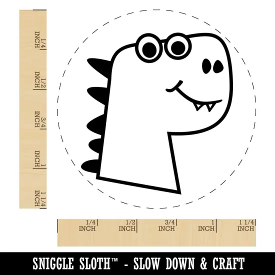 Silly Dinosaur Head Doodle Rubber Stamp for Stamping Crafting Planners {1}