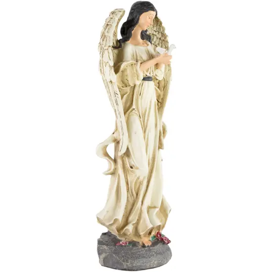 Northlight 13" Peace and Love Angel with Dove Outdoor Garden Statue Beige {4}