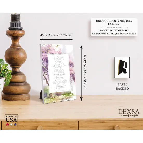 I Am Unique Wood Plaque with Easel and Hook Wall Tabletop Art - 6 inches x 9 inches {5}