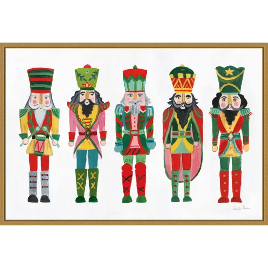 Holiday Nutcrackers I by Farida Zaman Framed Canvas Wall Art {1}