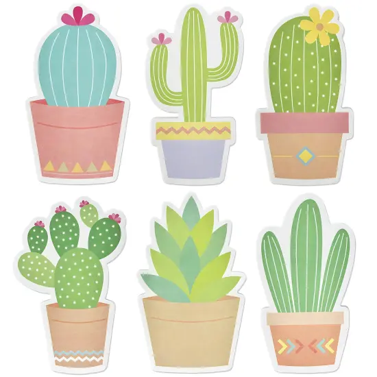 Wrapables Cute Cactus Succulents Sticky Notes, Adhesive Memo Notepads for Home, Office, Work (Set of 6) {1}