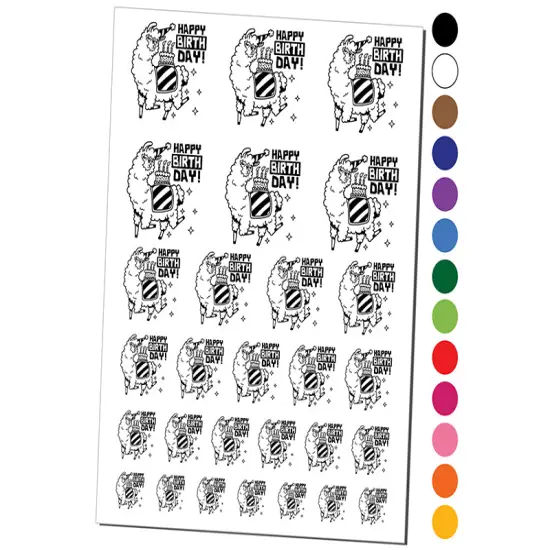 Happy Birthday Alpaca Temporary Tattoo Water Resistant Fake Body Art Set Collection Red {1}
