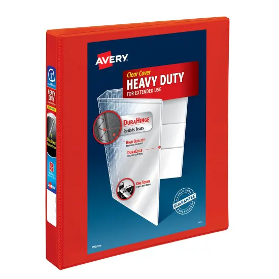 Avery Heavy-Duty View 3 Ring Binder, 1" One Touch EZD Rings, 1 Red Binder (79170) {1}