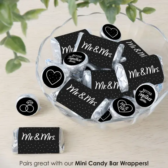 Big Dot of Happiness Mr. and Mrs. - Black and White Wedding or Bridal Shower Small Round Candy Stickers - Party Favor Labels - 324 Count {7}