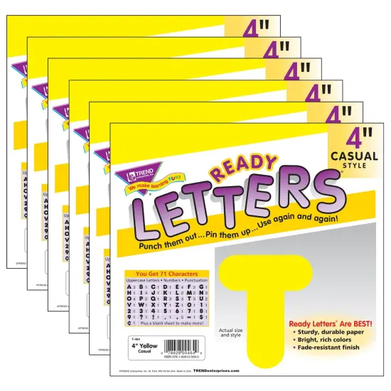Yellow 4" Casual Uppercase Ready Letters&reg;, 6 Packs {1}