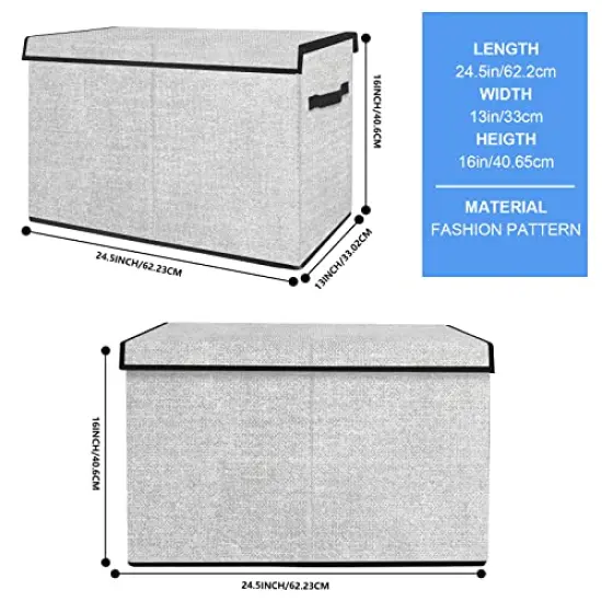 Large Toy Box Storage Chest for Girls Kids,Collapsible Toy Bin Organizer Basket with Lids for Blanket,Toys,Toddler,Nursery,Playroom (White) {6}