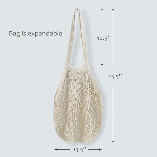 Wrapables Cotton Mesh Net Shopping Bag, Grocery Bag for Vegetables, Produce (Set of 3) Hot Pink Beige Teal {2}