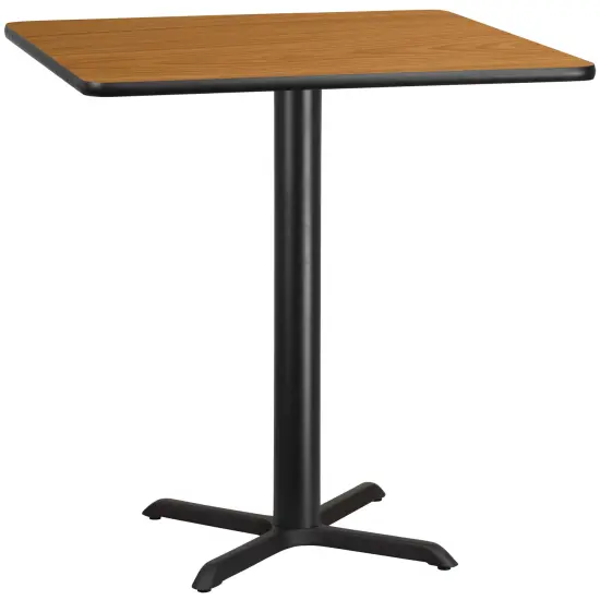Emma and Oliver 42" Square Laminate Table Top with 33"x33" Bar Height Table Base Natural {1}