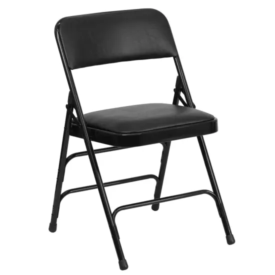 Emma and Oliver 4 Pack Home & Office Portable Party Events Padded Metal Folding Chair BlackVinyl/Black {5}