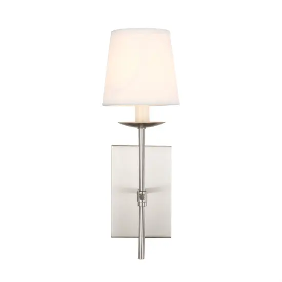 Eclipse 1 light Burnished Nickel and White shade wall sconce {1}