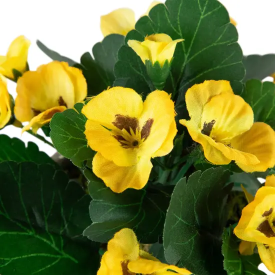 Northlight Pansy Artificial Floral Arrangement in "Flowers & Garden" Pot - 7" - Yellow {7}