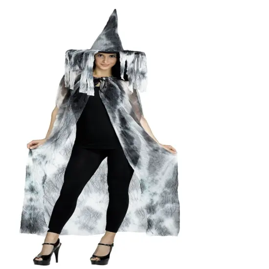 Fun World Girls Black and White Tie Dye Cape and Hat Halloween Costume - One Size {1}