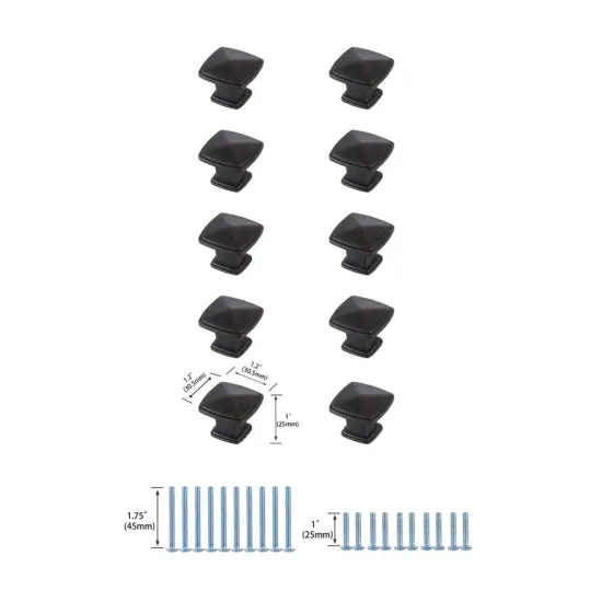 Marcel 1.2" Oil-rubbed Bronze Square Knob Multipack (Set of 10) {6}