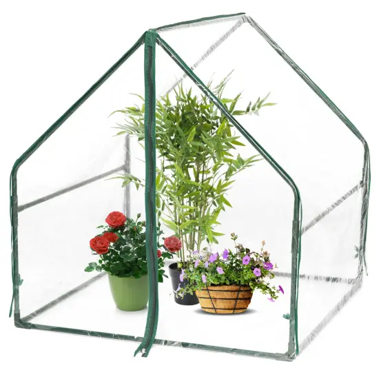 Green Outdoor Waterproof Portable Plant Greenhouse with 2 Clear Zippered Windows {3}