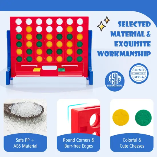 Jumbo 4-to-Score Connect Game Set with Carrying Bag and 42 Coins Blue {6}