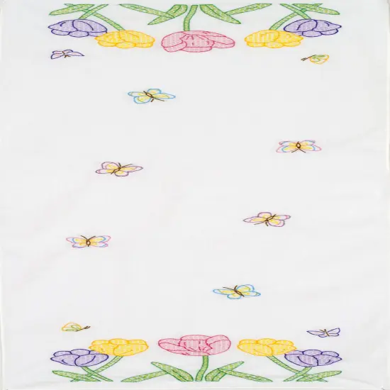 Jack Dempsey Stamped Table Runner/Scarf 15"X42"-Beautiful Blooms {2}