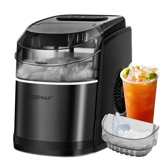 Costway Countertop Ice Maker 26.5lbs/Day Self-Cleaning Machine w/ Flip lid White\Black\Red {1}